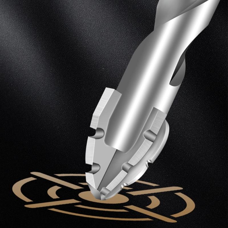 4Pcs 6/8/10/12mm Precisions Four Edges Eccentric Drill Bit Set for Drilling Concrete Brick and Wood with 1/4" Hex Shank