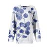 Women's Winter Color-Block Printed Lightweight Brushed-Cotton Round Neck Top