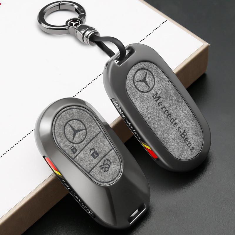 JLCJF1 Alloy Leather Car Key Case Cover Shell For Mercedes Benz 2022 C S Class W206 W223 S350 C260 C300 S400 S450 S500 Auto Accessories