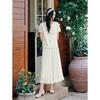 Jiuzi Anna Kou Gentle Temperament Style Sequin Pocket Decoration Versatile Round Neck T-shirt for Women