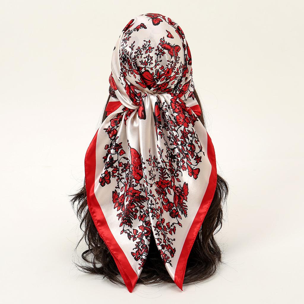 New European and American Printed Silk Square Scarf Fashion Women's Versatile Bag Headscarf Professional Scarf Silk Scarf
