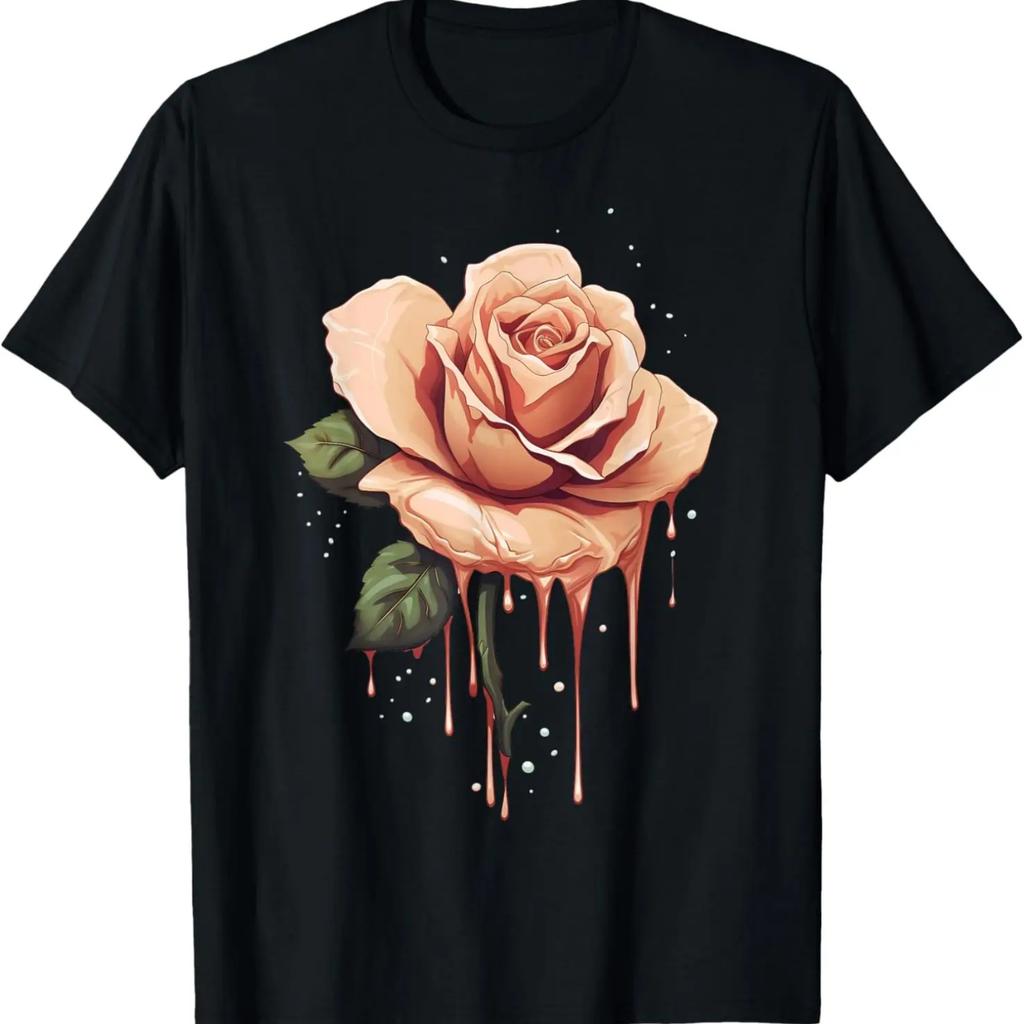 Melting Rose Flower on Dripping Rose T-Shirt