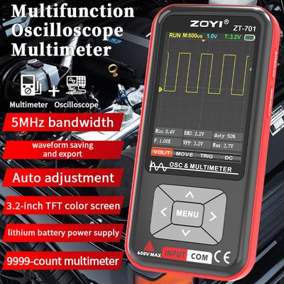 ZOYI Портативный Жаростойкий Цифровой Осциллограф Мультиметр 2-в-1 Высокоточный Цветной Большой Экран Полоса пропускания 5 МГц ZT-701