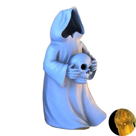 Halloween Decoration 3D Printed Ghosts Figure Faceless Standing Ghost Statue Ornament with LED Tea Lights