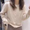 Autumn and Winter Long Sleeve O-neck Sweater Coat Korean Solid Button Short Knitted Cardigan Casual Loose Sweater Jacket 29384
