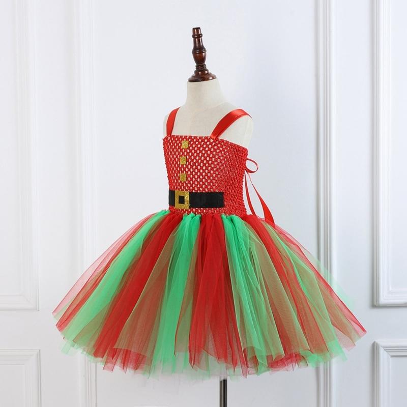 Girl Christmas Elf Dress up Costume with Dress Christmas Hat (Or Headband) Christmas Dwarf Outfit for Kid Girl Christmas