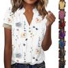 Женский топ, свободная повседневная футболка с v-образным вырезом и кружевными рукавами, топ с короткими рукавами и цветочным принтом в стиле ретро