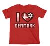 Взрослая или детская футболка с надписью I LOVE DENMARK Футбол 2024 Датский Евро Чемпионат Мира