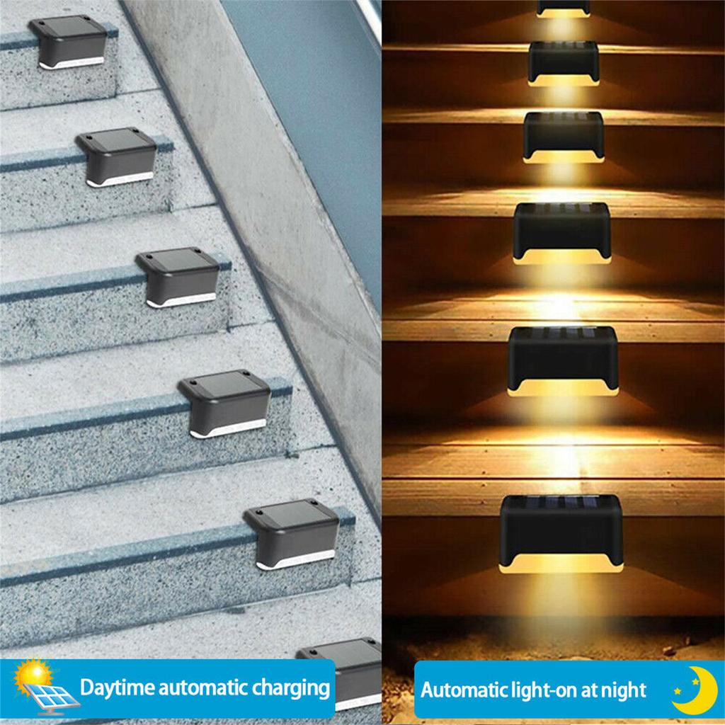 Солнечные фонари, 4 шт., уличный светильник для ступенек, водонепроницаемый светодиодный солнечный светильник для ступеней, ограждения, перила, лестницы, теплый белый