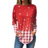 Женская свободная футболка с круглым вырезом и рождественским принтом, длинный рукав, пуловер, толстовка с длинными рукавами