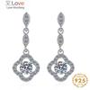 Модные серьги-подвески из стерлингового серебра 925 пробы для женщин Mossanites Diamond Clover Design Fashion Wedding Jewelry Wholesale