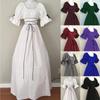 Women's Vintage Short Petal Sleeve O-Neck Dress Cosplay Dress