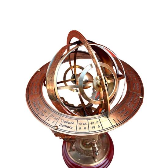 Армиллярная сфера, античный вид, латунный глобус с компасом у основания, 18 дюймов - Армиллярная сфера для домашнего декора - Армиллярная сфера для офисного стола