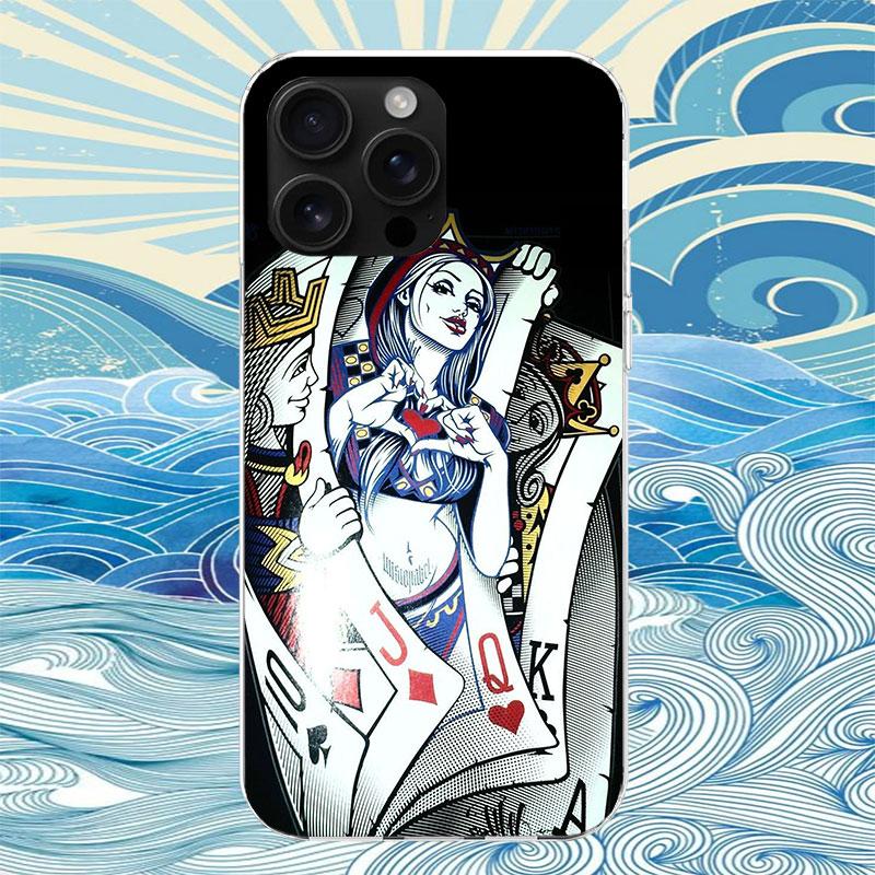 Модный Чехол для Телефона с Изображением Карточной Масти Король Дама Для IPhone 18 11 12 13 Mini 14 15 Plus 17 Air 16 Pro Max 16E 7 8 SE 2020 Индивидуальная Печать
