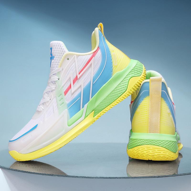 Баскетбольные кроссовки мужские спортивные кроссовки новые 2 весна и лето сетчатые дышащие светящиеся высокие износостойкие кроссовки