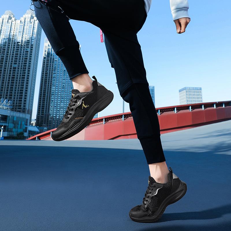 Популярные мужские кроссовки, летние черные сетчатые дышащие кроссовки, мужские повседневные амортизирующие спортивные кроссовки, износостойкие кроссовки