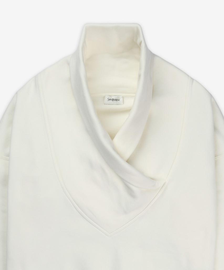SAINT LAURENT High V-Neck Sweatshirt - White / 803146Y36Sw9538