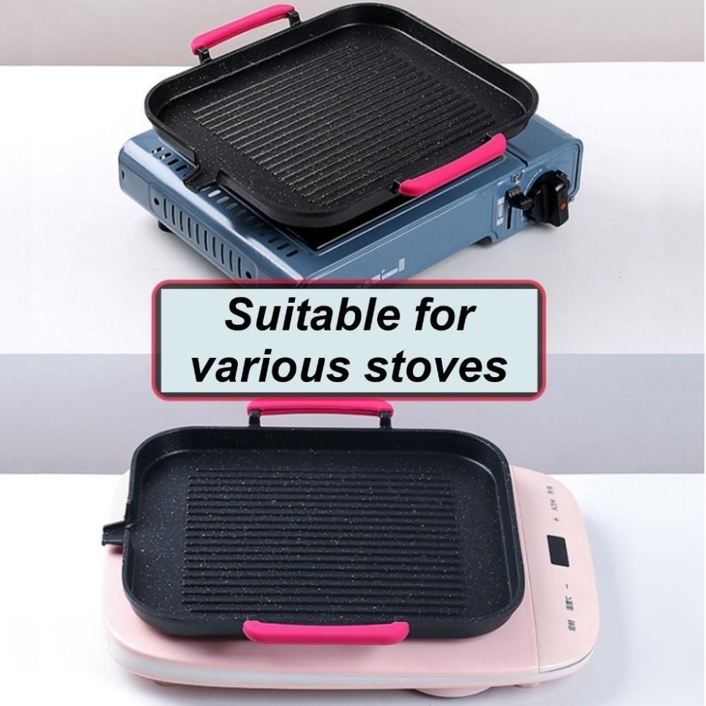 Non Stick BBQ Grill Pan Skillet Portable Camping Barbecue Pan  Induction Cooker