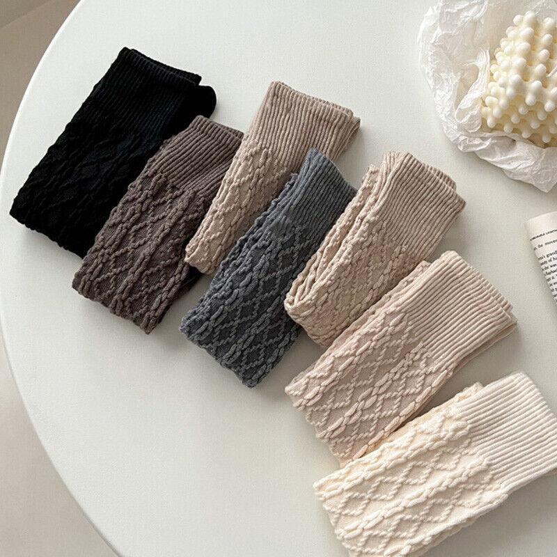Women Girls Knee High Long Socks Thick Winter Warm Cotton Cable Knit Stockings