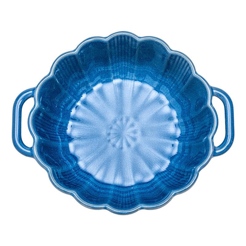 Керамическая миска с лепестковым краем, двухсторонняя миска, большая миска, салатник, бытовая большая суповая миска, высокоценная посуда, переносная миска