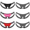 Men Hollow Out Patent Leather Jockstrap T-Back Letter Print Waistband Thongs Underwear