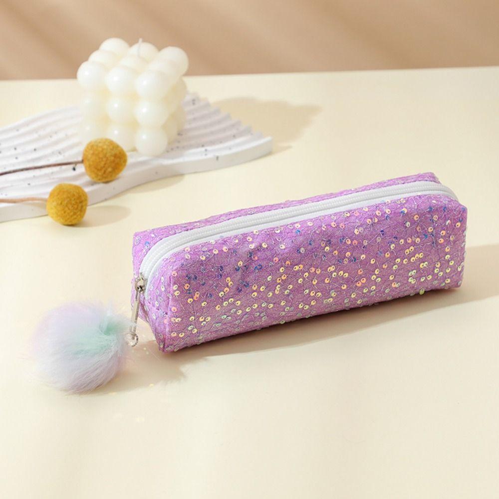 Large Capacity Sparkle Pen Bag Glitter Cosmetic Organizer Portable Pencil Storage Case Universal