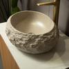 50cm Irregular Oval Resin Basin with Stone Pattern, Artistic Style, Without Faucet, Beige Color