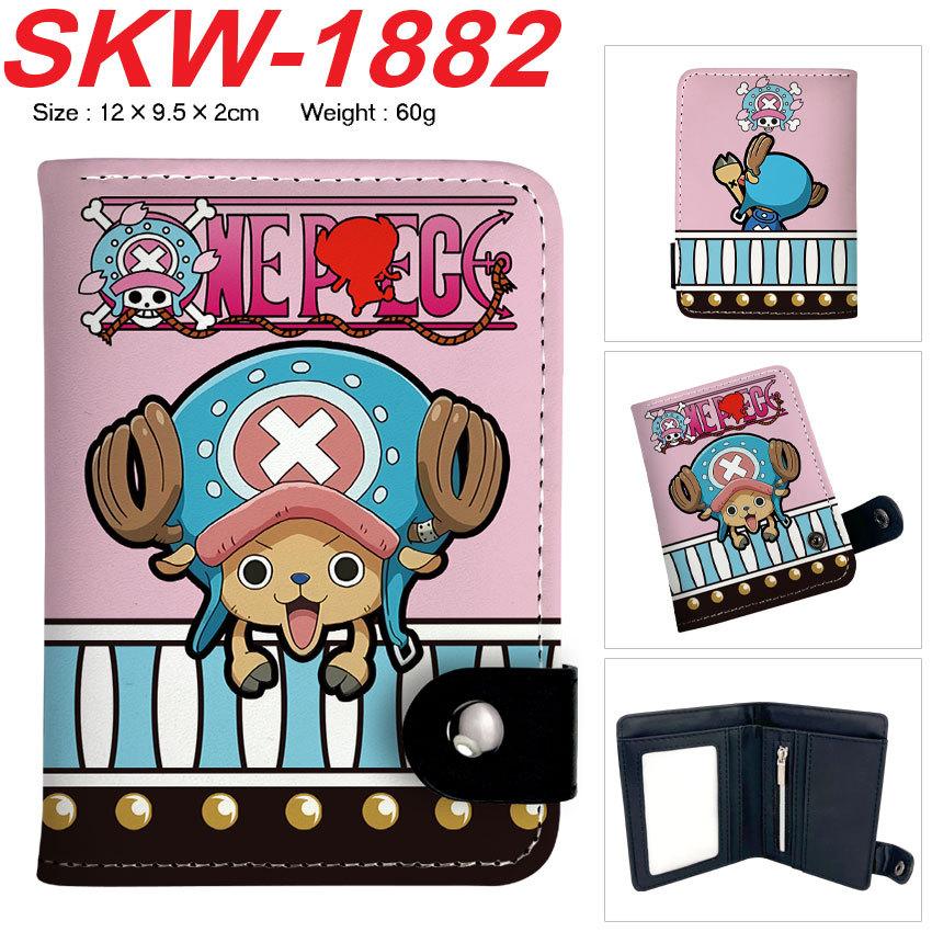 One Piece Anime Snap Button Wallet Vertical Card Holder Coin Purse for Students Men Women