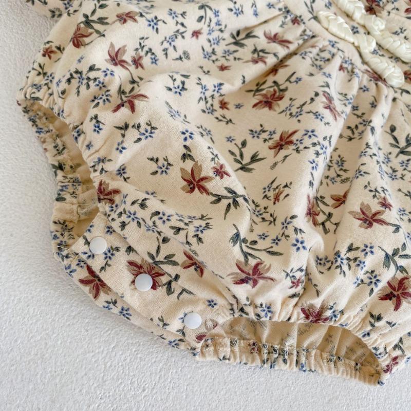 Осенний комплект для скалолазания для новорожденных девочек с цветочным принтом, воротником-чеонгсамом, длинными рукавами и свободным кроем