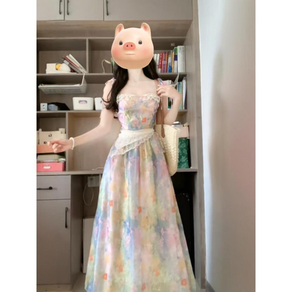 Цветное платье-сарафан с цветочным принтом тай-дай, женское летнее, дофаминовое, закрывающее руки, для отпуска на море, темпераментное женское длинное платье