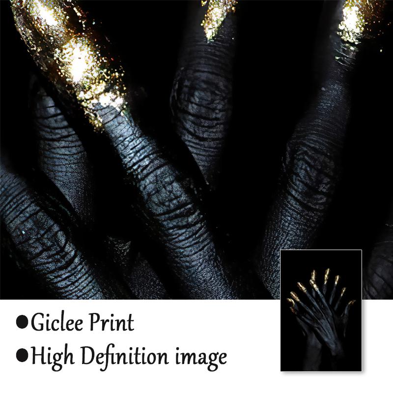 Черные руки, холст, картина на стене, женские постеры с золотыми ногтями и принты, скандинавское настенное искусство, домашний декор, модульные картины