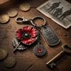 Винтажный металлический брелок-памятка с подвеской в виде мака и гравированными бирками «Не забудем» и «Помним павших» Аксессуар с цепочкой и зажимом