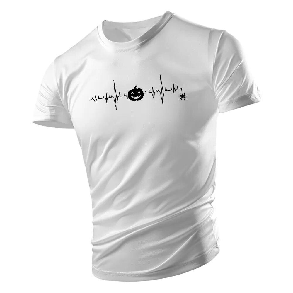 Летняя мода в спортивном стиле с круглым воротником Мужская футболка с коротким рукавом на Хэллоуин с принтом летучей мыши Harajuku Мужская свободная удобная дышащая футболка