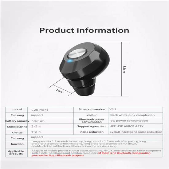 Mini Bluetooth 5.2 Wireless Headset Outdoor Trend Sports Monaural Headset Noise Reduction Earphone Unisex