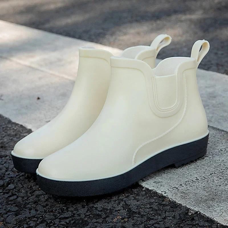 Fashion Rain Shoes Women's Korean Version Anti Slip Rain Boots Short Tube Fashionable External Style New Rubber Shoe Cover
