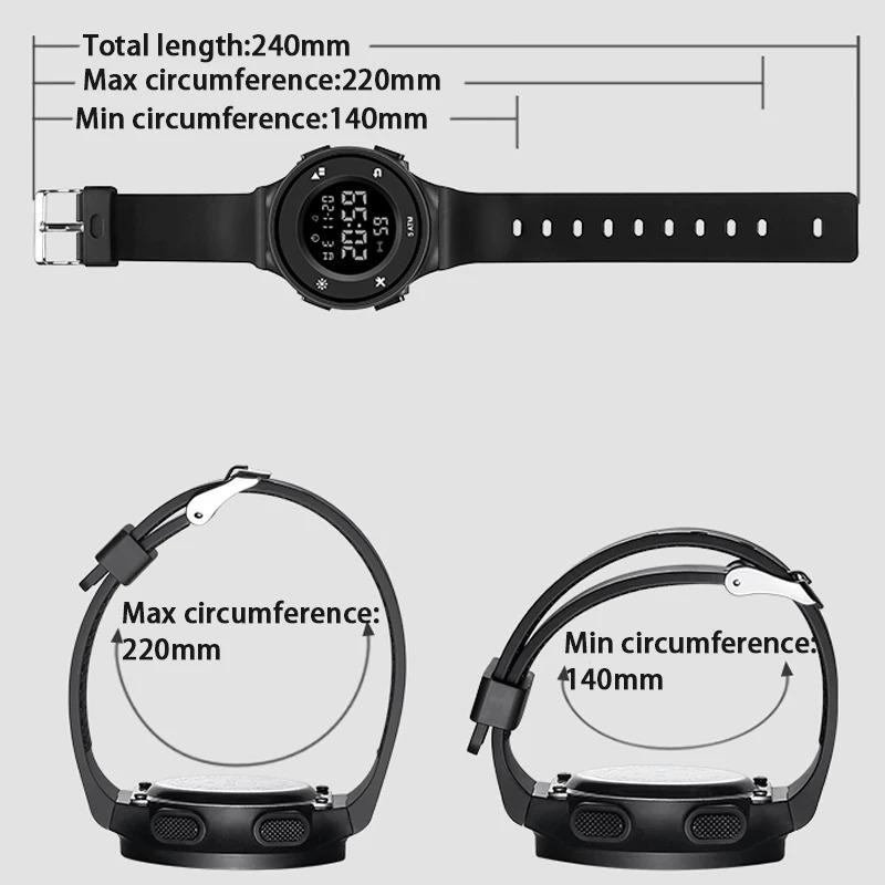 Мужские спортивные часы с круглым циферблатом, светодиодные цифровые часы, светящиеся, водонепроницаемые, многофункциональные часы, наручные часы для активного отдыха и военных для мужчин