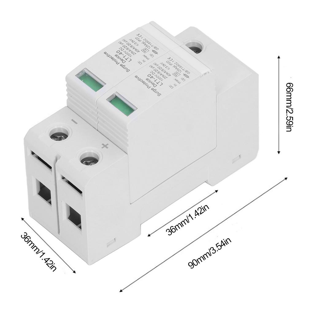 Surge Protective Device Photovoltaic PV Voltage Protection Arrester Protector 20‑40KA 2P DC1000V