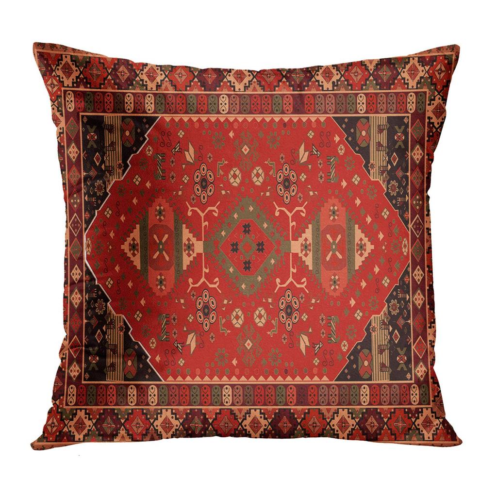 Red Moroccan Ethnic Short Plush Pillowcase Living Room Bedroom Sofa Cushion Cover Home Decor 40x40 45x45 50x50 60x60