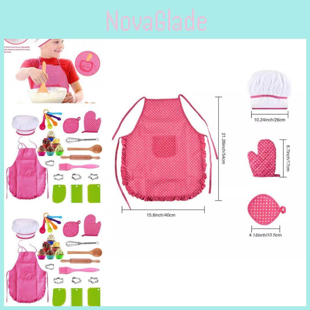 Полный набор для детской кухни из 26 предметов с красочным фартуком, колпаком шеф-повара и аксессуарами