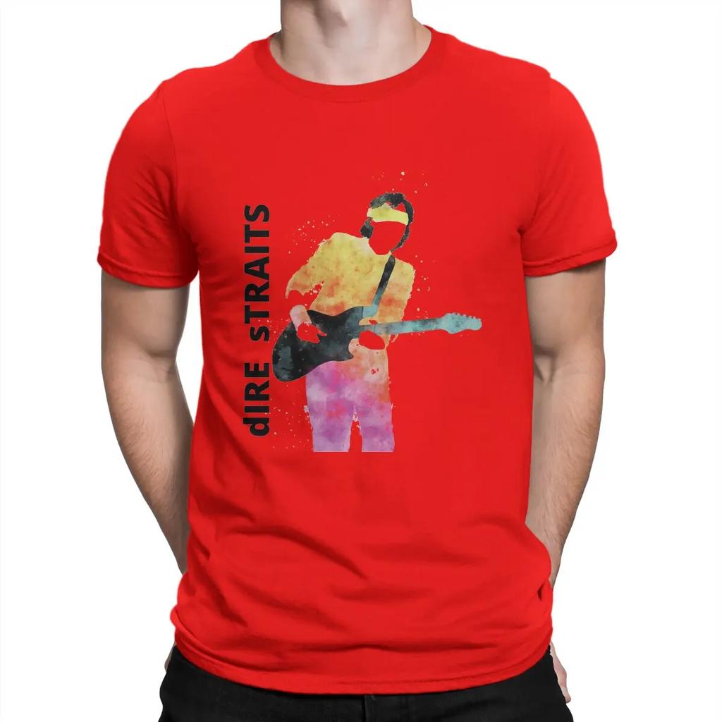 Music T Shirt Men's Cotton Vintage T-Shirt O Neck Dire Straits Band Tees Short Sleeve Tops Graphic