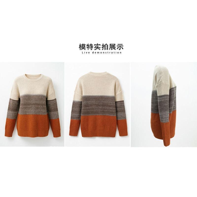 Women S Casual Loose Fit Pullover Crew Neck Knit Sweater