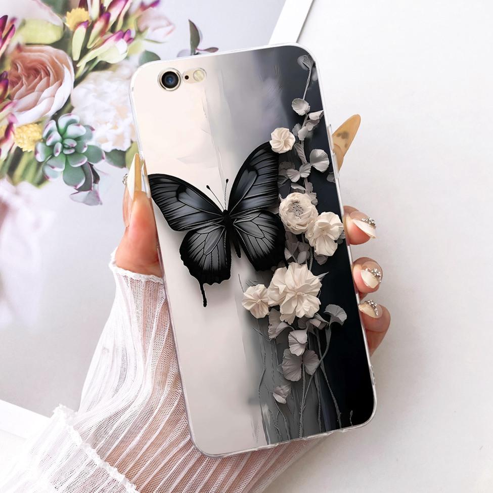 Transparent Casing For iPhone 6s Phone Case For iPhone 6 Cover Luxury Fashion Butterfly Funny Cute Painted