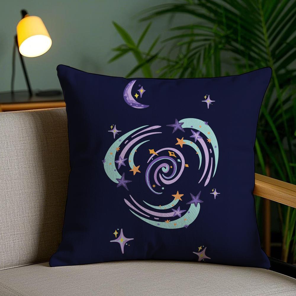 Abstract Star Art Cushion Cover Plush Fabric DoubleSided Printed Invisible Zipper Sofa Pillow Case Home Bedroom Decor