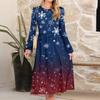 Women's Christmas Printed Fashionable Loose Round-neck Dress
