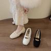 Модные дизайнерские винтажные женские теплые меховые туфли Мэри Джейн, модные туфли для бабушек с мелкой пряжкой на ремне, зимние женские удобные мокасины