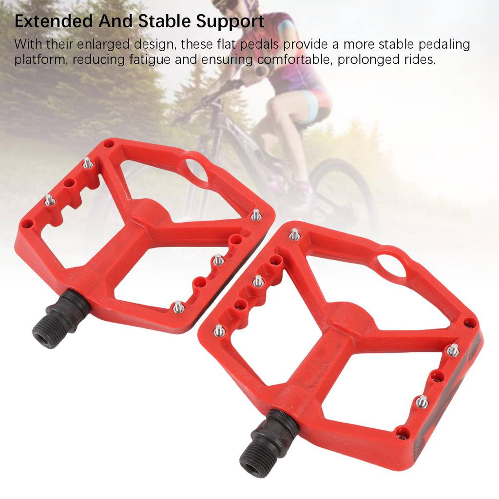 Bike Pedals Nylon Fiber Dual Bearing Anti Slip Lightweight Flat Platform Bike Pedals for Mountain