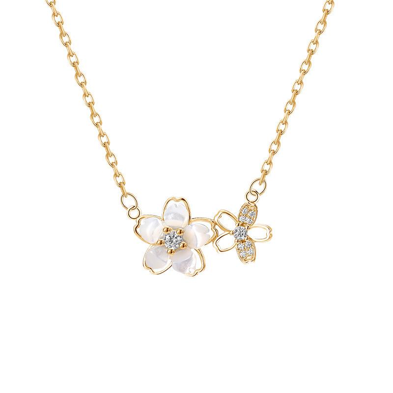 Весеннее нежное цветочное ожерелье с бриллиантами и полыми цветочными цепочками на ключицах, свежее украшение