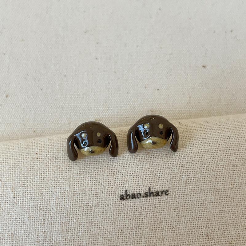 Ожерелье с изображением мультяшной таксы, серьги-гвоздики, коллекция, женская, милая, изысканная, модная, универсальная, цепочка на шею, цепочка на свитер