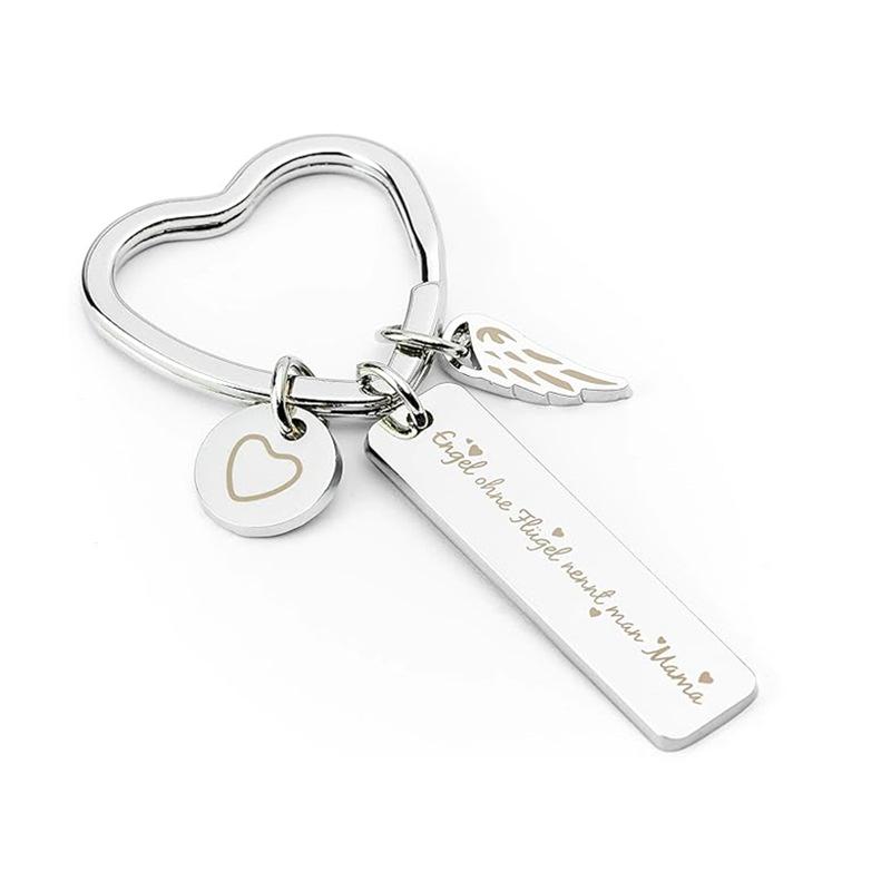 Mother's Day Love Mom Key Chains Holder Pendants Stainless Steel Heart-shaped Gift Accessories