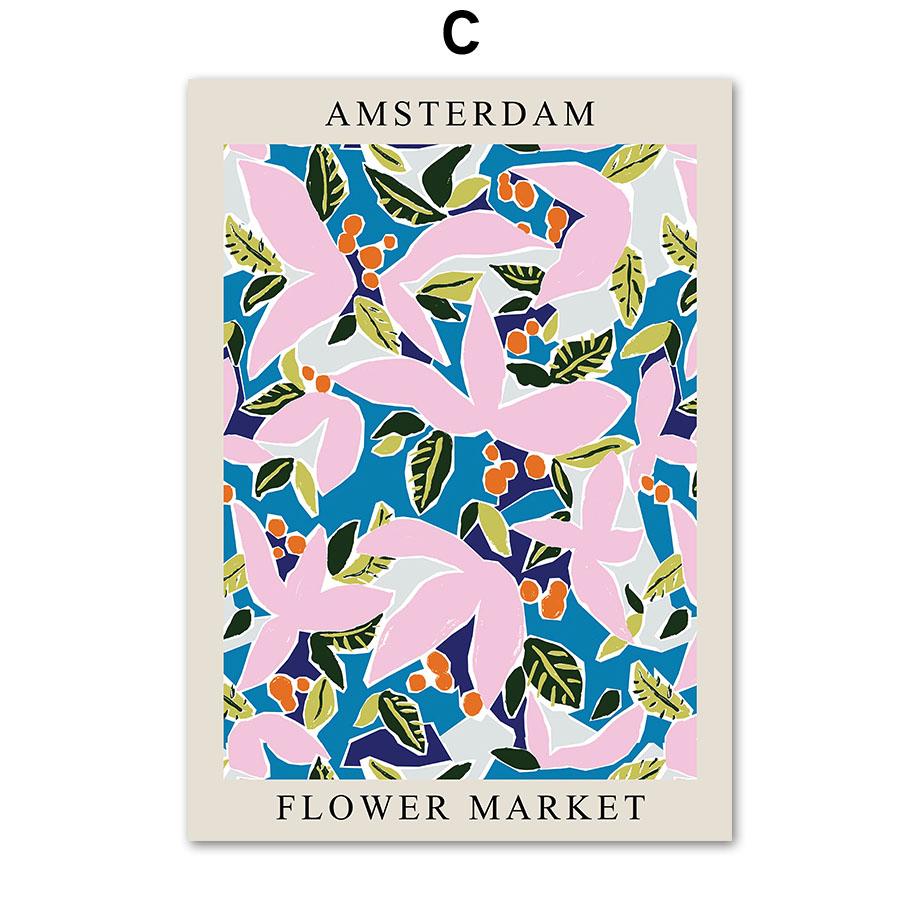 Цветочный рынок Лондон Париж Лиссабон Абстрактный городской постер и принты Настенное искусство Холст Живопись Фотографии для отеля бара Декор для гостиной